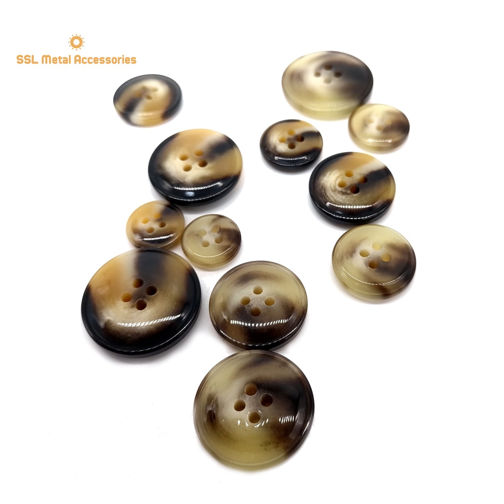 Set 10 Cúc áo nhựa thời trang  2 lỗ dành cho các loại áo khoác, dạ màu nâu Resin Button RP21-24-1 15mm /20mm/25mm