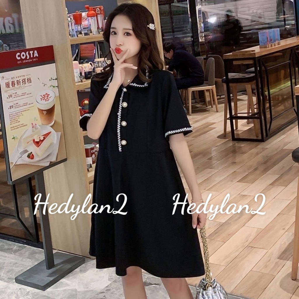 Váy Bầu dáng Suông thiết kế viền ren tiểu thư sang chảnh cho các Mom mặc xuân hè V204