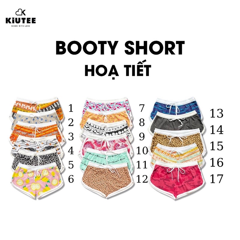 Quần Booty Short ngắn màu họa tiết ôm mông khoe dáng LOVEKIUTEE