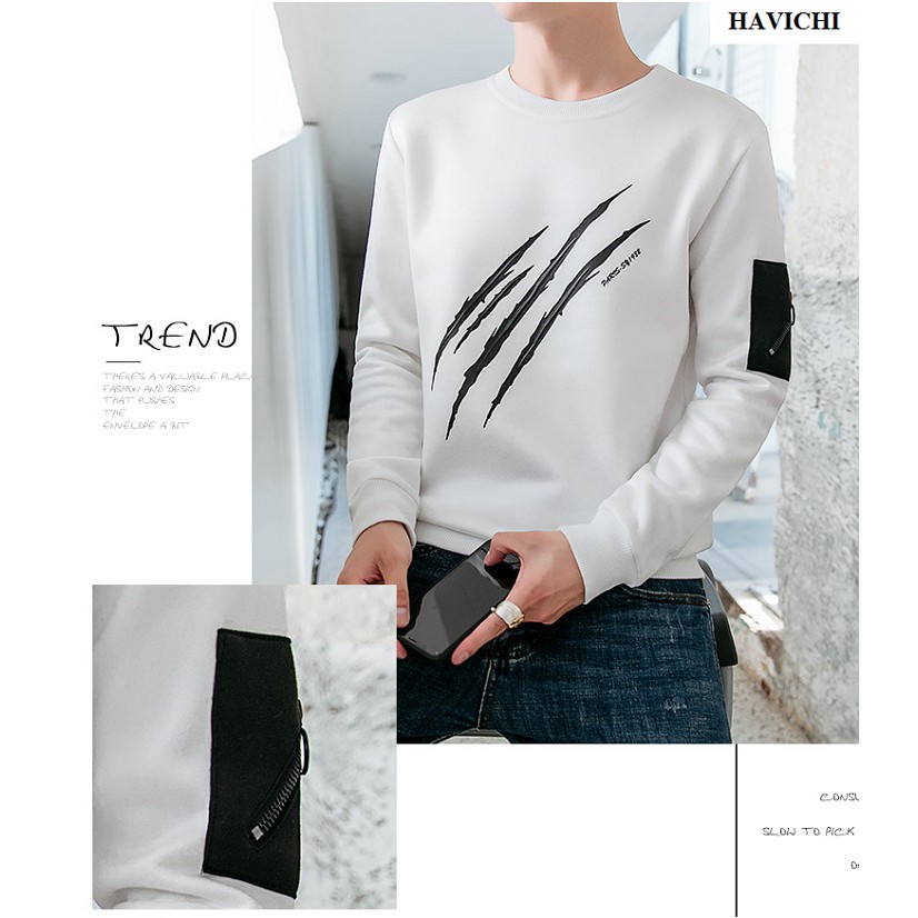 Áo thun nam tay dài 💝 𝐅𝐑𝐄𝐄𝐒𝐇𝐈𝐏💝sweater áo thun nam dài tay trắng dây kéo, ba gạch thoáng mát, mềm mịn | BigBuy360 - bigbuy360.vn