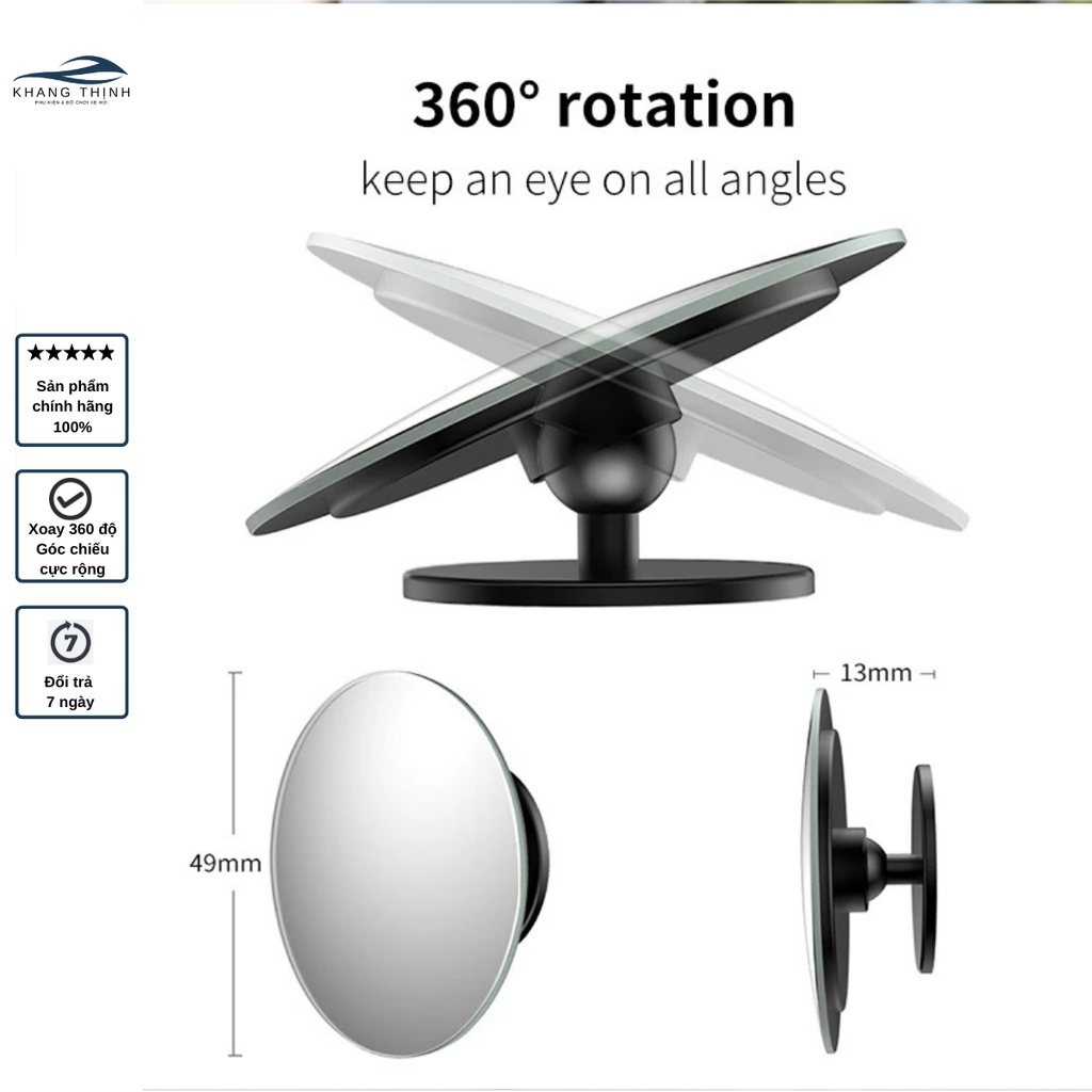Gương cầu lồi 3M góc rộng xoá điểm mù cho ô tô, xe hơi xoay 360 độ Khang Thịnh
