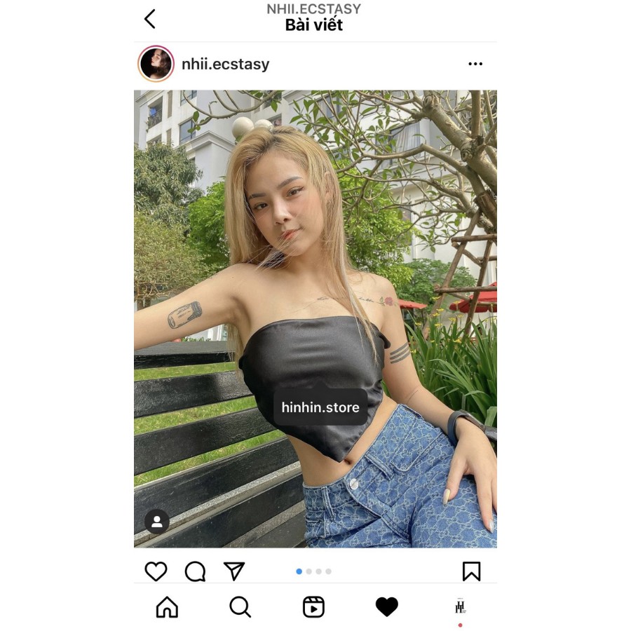 Áo croptop yếm lụa màu đen và màu trắng HAC89 - Hỉn Hỉn Store | BigBuy360 - bigbuy360.vn