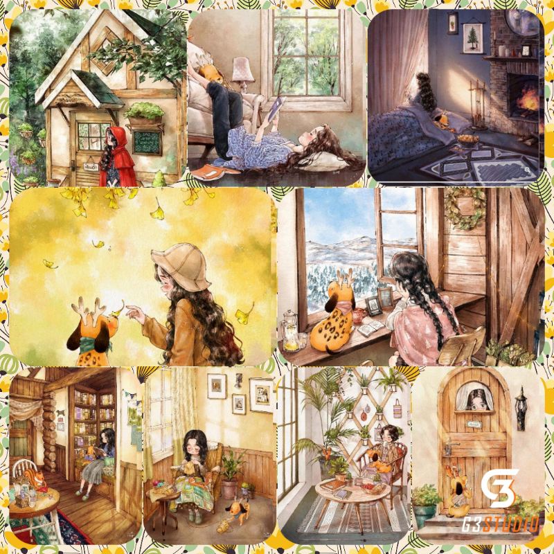 Tranh tô màu số hoá chibi phomaive có khung
