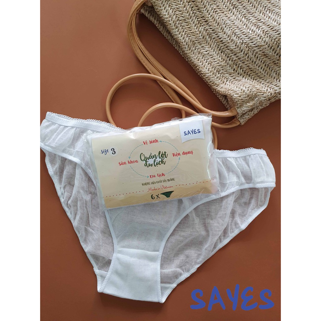 Bộ 6 quần lót nữ cotton SAYES, quần lót du lịch, quần lót sau sinh miễn giặt tiện lợi, không hóa chất tẩy trắng