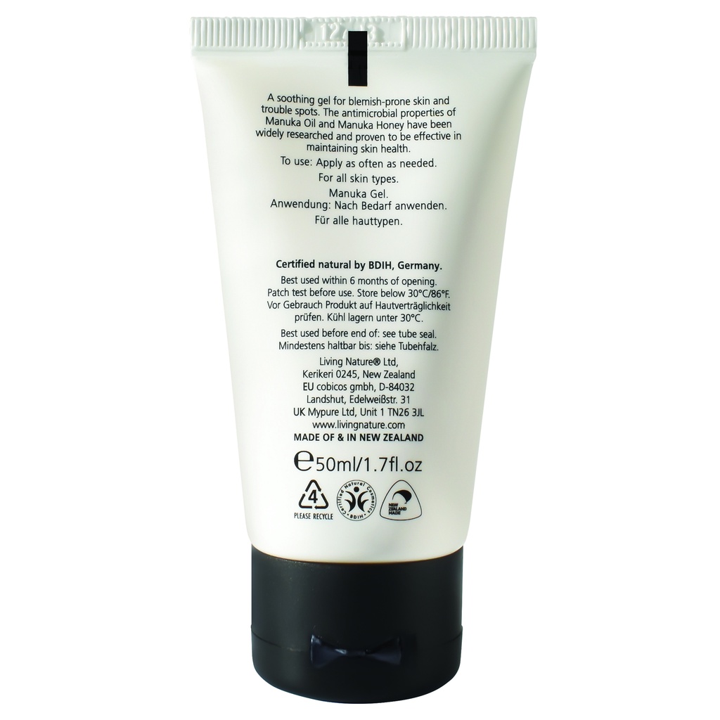 Gel giảm viêm, giảm mụn Living Nature Manuka Honey Gel 50ml