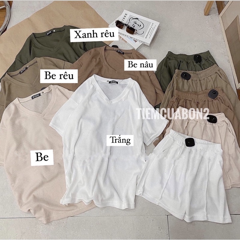 [Hàng sẵn] SET THỂ THAO GỒM ÁO CỘC TAY VÀ QUẦN SOOC CHẤT TỔ ONG ĐẸP