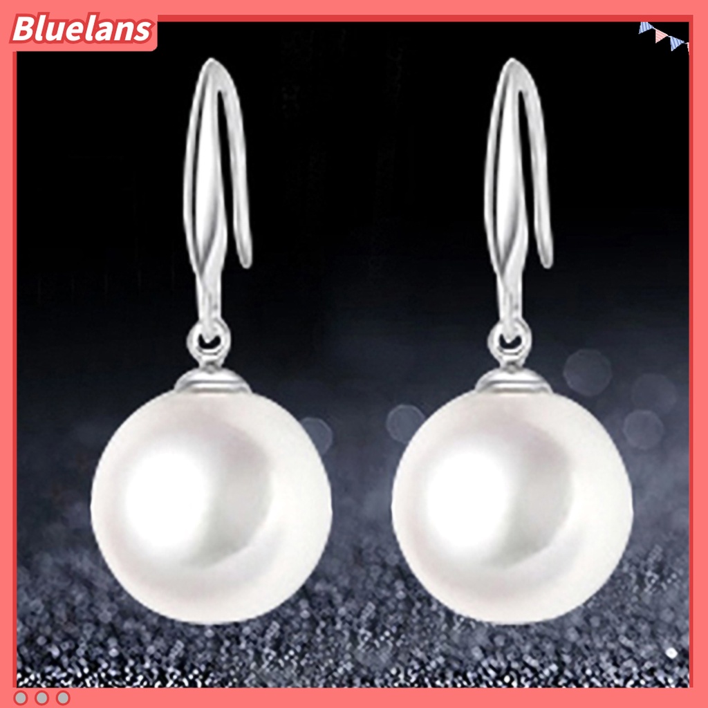 Đôi hoa tai kim mạ bạc hạt ngọc trai giả màu trắng đơn giản thanh lịch cho nữ