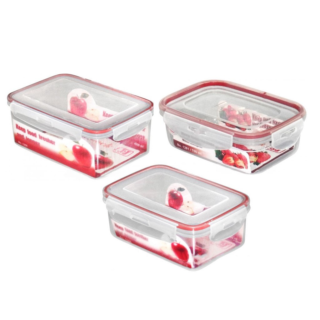 Bộ 3 hộp đựng thực phẩm chữ nhật Apple