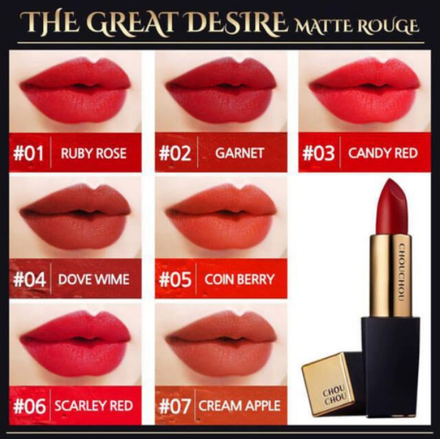 Son thỏi lì Chou Chou The Great Desire Matte Rouge 