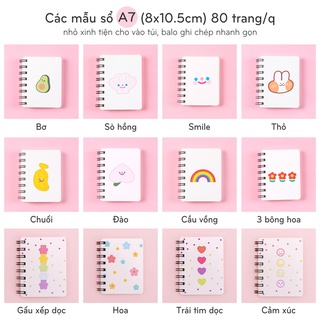 Sổ ghi chép A7 dễ thương 80 trang 12 mẫu xinh xắn