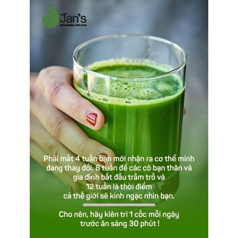 Bột Cần Tây Sấy Lạnh Giảm Cân Jan's Power Detox Thải Mỡ Thanh Lọc Cơ Thể Cung Cấp Chất Xơ 100% Cần Tây Nguyên Chất