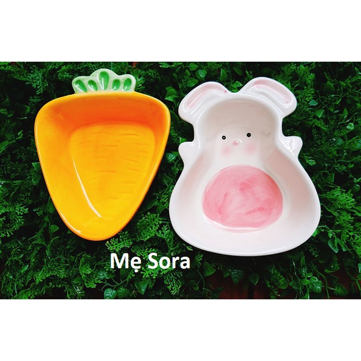Bát Ăn Dặm Gốm Sứ Cho Bé Hình Thỏ, Carot