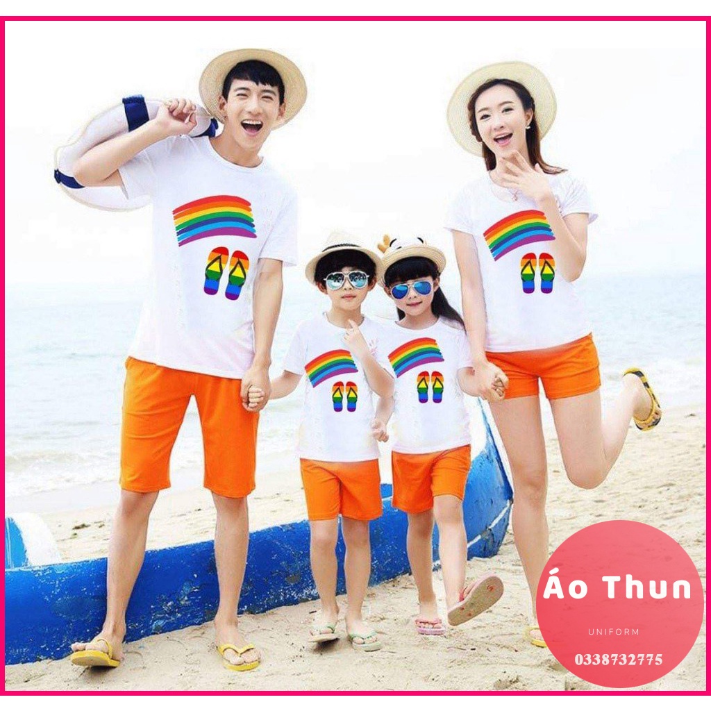 Bộ đi biển gia đình, cặp đôi, hội nhóm mẫu CẦU VỒNG nam nữ đủ size áo và quần DA CÁ nổi bật