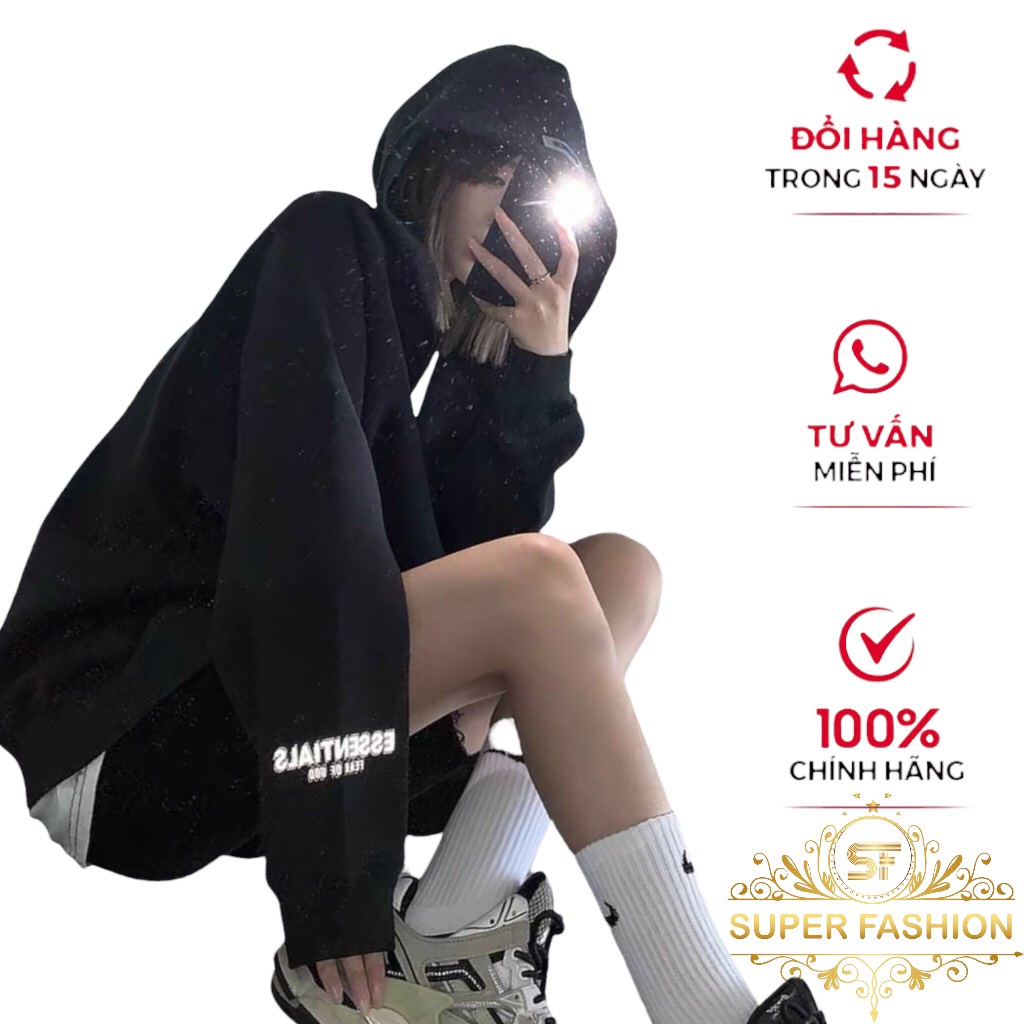 Áo khoác nam nữ form rộng Hàn Quốc, kiểu hoodie chui đầu có dây kéo đi học powr[SUPER FASHION]