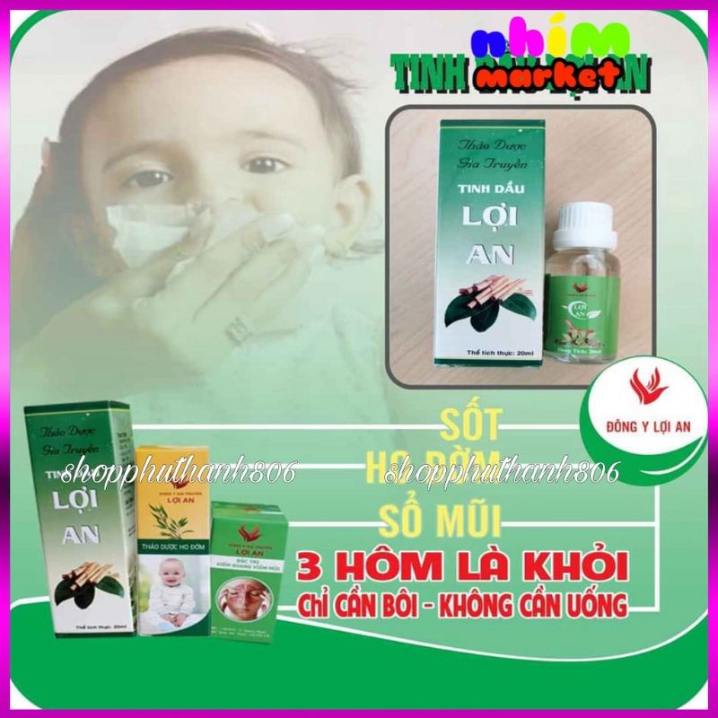 Tinh dầu bôi ho, sổ mũi, khò khè cho bé Lợi An + tặng khăn sữa