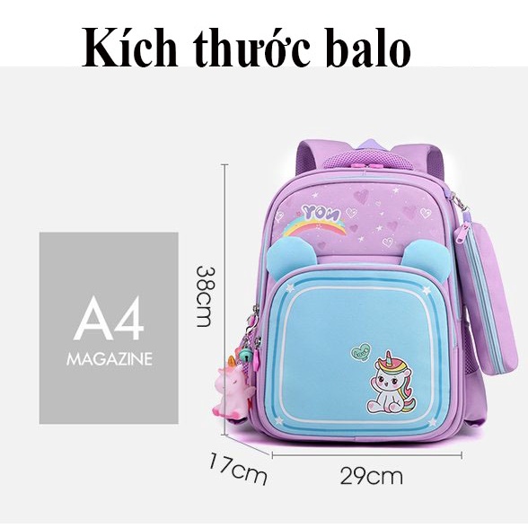 Balo chống gù lưng , chống thấm nước cao cấp dành cho học sinh tiểu học cho bé gái bé trai từ lớp 1- lớp 3