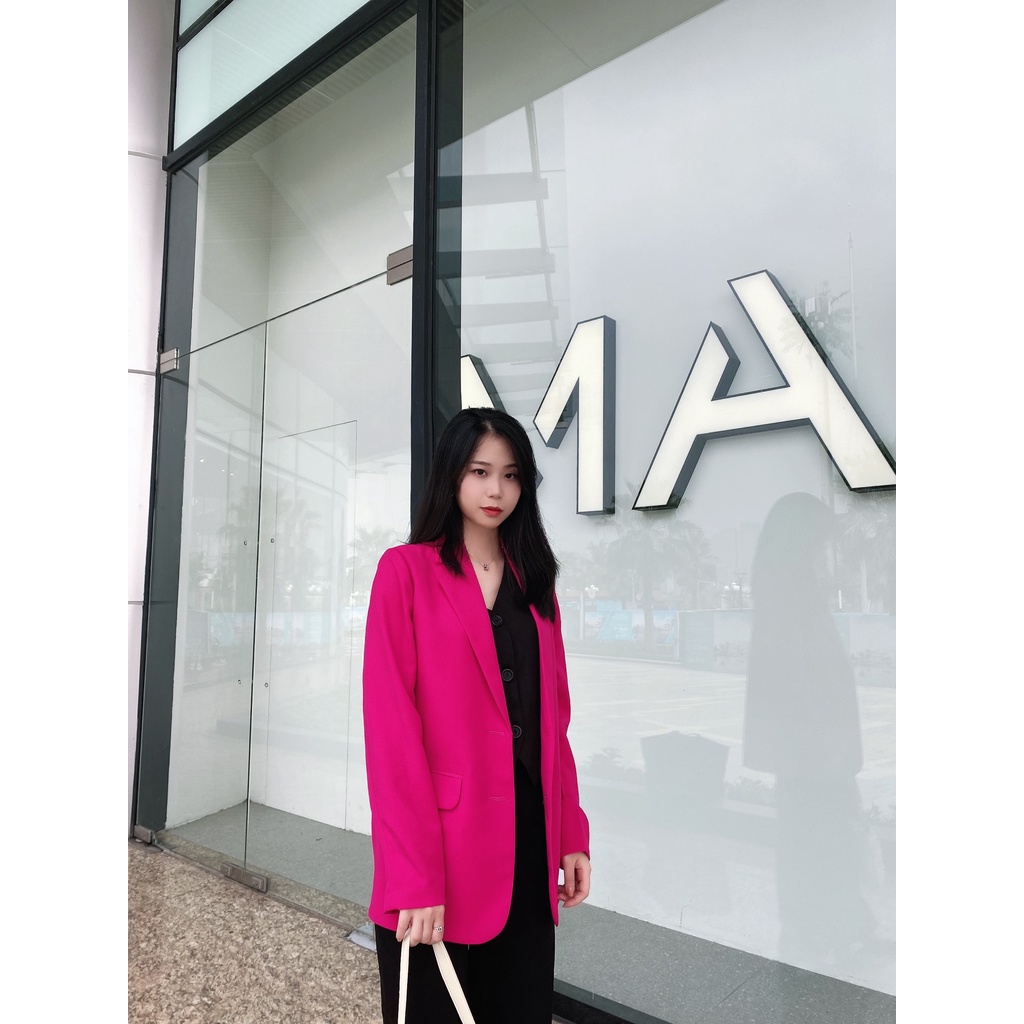 Áo Blazer dáng dài dài tay màu Hồng cánh sen HĐ003