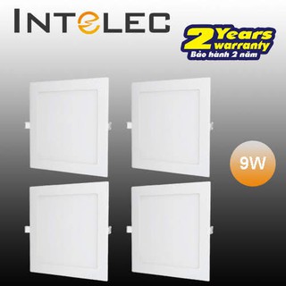 Bộ 4 đèn led âm trần (downlight) vuông INTELEC 9w, Trung Tính (Vàng - 4000K)
