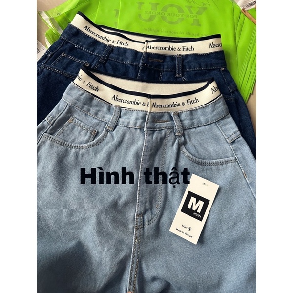 quần jean baggy ống rộng phối lưng chữ đẹp