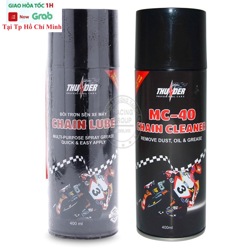 Bộ Rửa Sên + Dưỡng Sên Thunder MC-40 400ml + Thunder Chain Lube 400ml