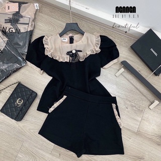 Set bộ nữ, set áo cổ ren kèm quần sôc