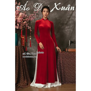 Áo dài nhung đỏ trơn - 171014