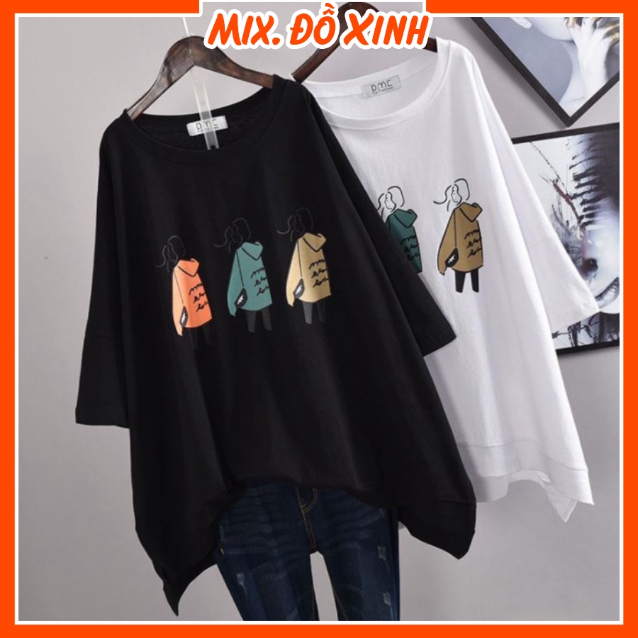 Áo thun unisex tay lỡ Thu Hà áo phông form rộng chất liệu thun Cotton co giãn in hình 3 Cô Gái