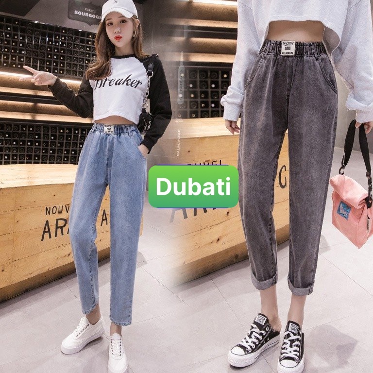 QUẦN JEAN BAGGY NỮ CHẤT BÒ 2 MÀU CẠP CHUN LƯNG THUN LƯNG CẠP CAO NÂNG MÔNG PHONG CÁCH CAO CẤP - DUBATI FASHION