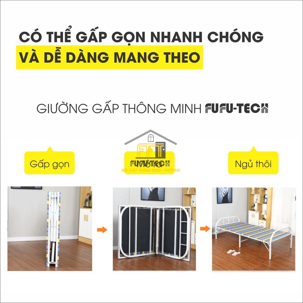 Giường Xếp Gấp Gọn Cá Nhân Có Nệm Đa Năng Gọn Nhẹ, Không Rung Lắc, Chắc Chắn GGG3