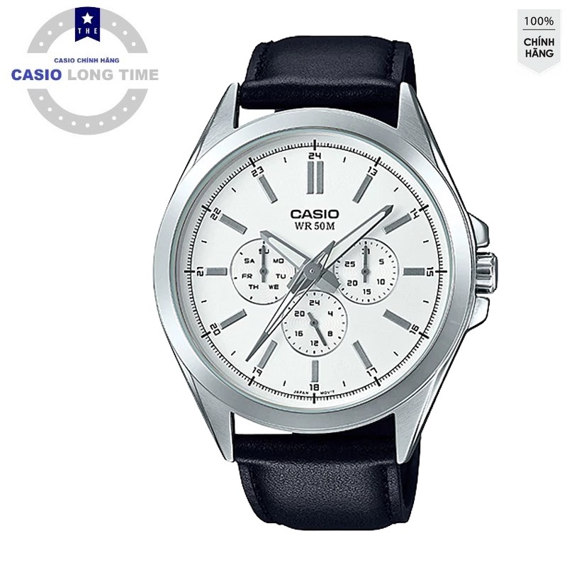Đồng Hồ Nam Casio MTP-SW300L-7AV Dây Da Đen - Mặt Màu Trắng