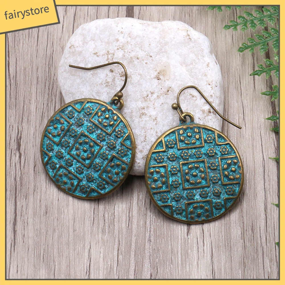 Bông Tai Tròn Chạm Khắc Phong Cách Bohemian Cổ Điển Dành Cho Nữ