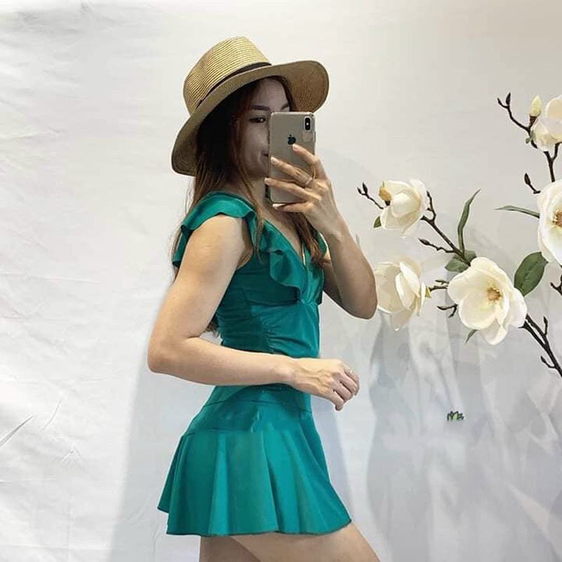 Bộ Bơi Bikini nữ 1 Mảnh Bèo Tay Dáng Váy Kín Đáo (Có Quần Bên Trong)  1 đổi 1 có video thực tế LM003 | BigBuy360 - bigbuy360.vn