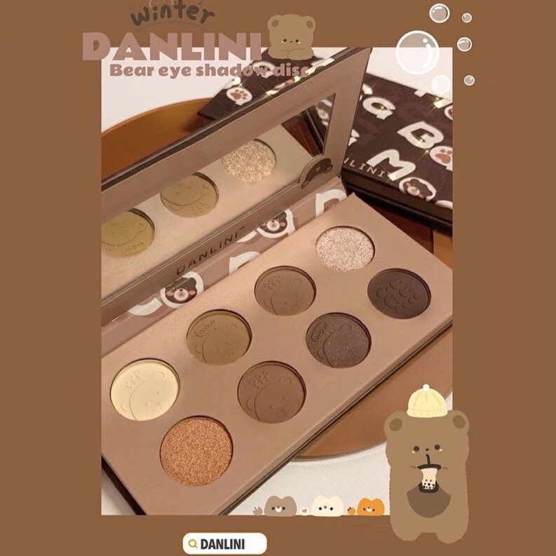 Bảng mắt gấu 8 màu DANLINI tạo khối nhũ kira dễ thương tone cam đất DANL01 | BigBuy360 - bigbuy360.vn
