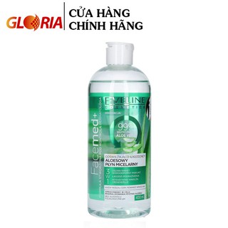 Nước tẩy trang làm dịu mát da 3 trong 1 Eveline chiết xuất Lô hội Facemed 400ml