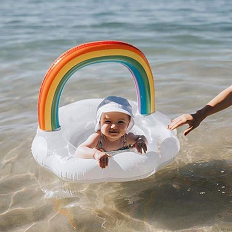 Phao Bơi Dày Hình Đám Mây Phối Cầu Vồng Xinh Xắn Cho Bé