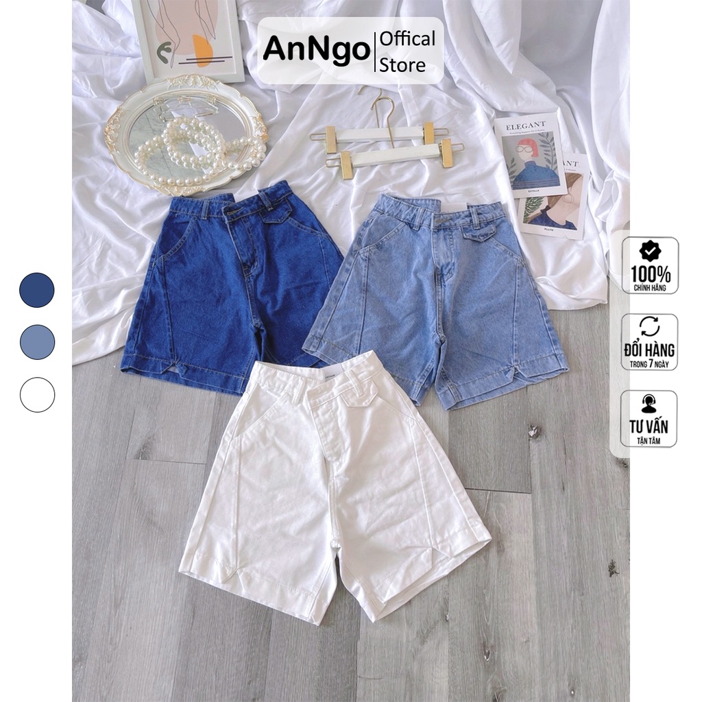 [FREESHIP_50K] Quần jean ngố nữ lưng cao phối kiểu độc đáo, chất vải denim bền đẹp AnNgo - AT157