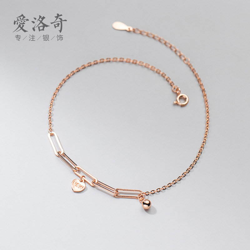 Lắc Chân Mạ Bạc 925 Hình Trái Tim Và Chữ Đơn Giản Phong Cách Hàn Quốc | BigBuy360 - bigbuy360.vn