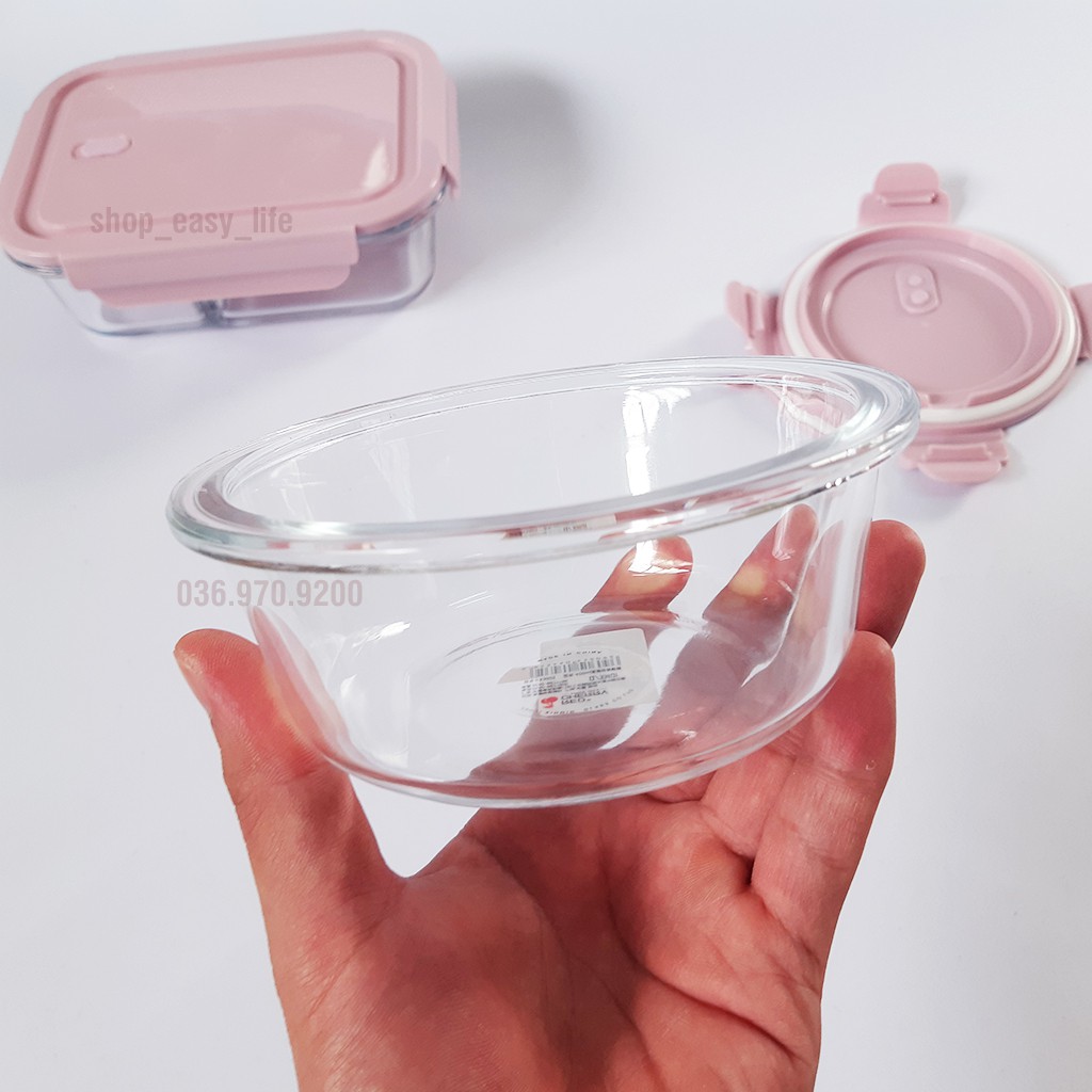 Hộp thủy tinh tròn 400ml - 620ml, chống tràn, dùng được trong lò vi sóng