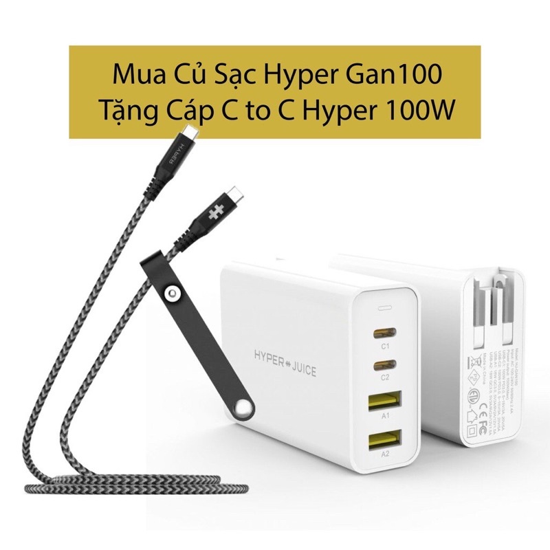Sạc Đa Cổng HYPERJUICE Gan 100W Nhỏ Nhất Thế Giới - HJ-GAN100
