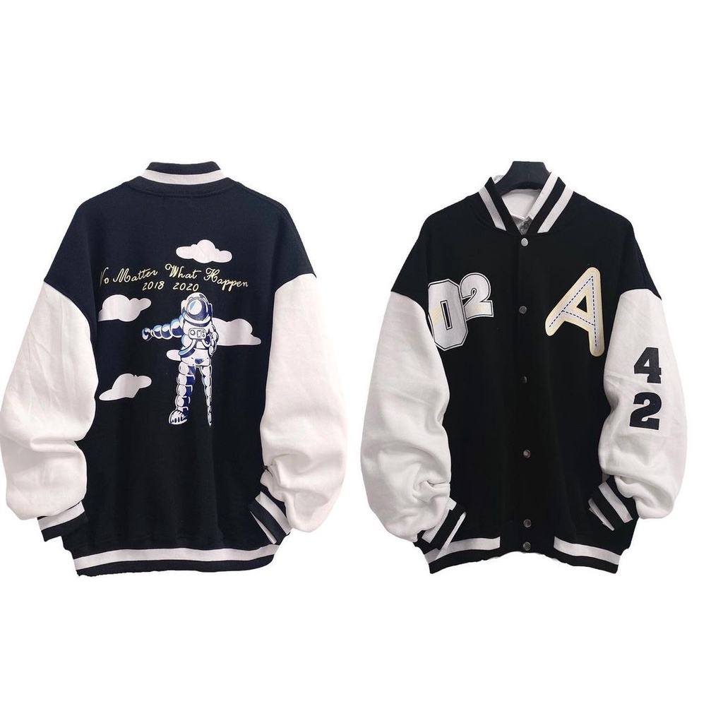 Áo Khoác Bomber O2 A Vải Nỉ Bông Form Rộng Ulzzang Unisex