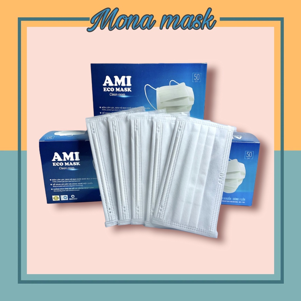 Khẩu trang y tế Ami eco mask - hộp 50 chiếc -Mona Store