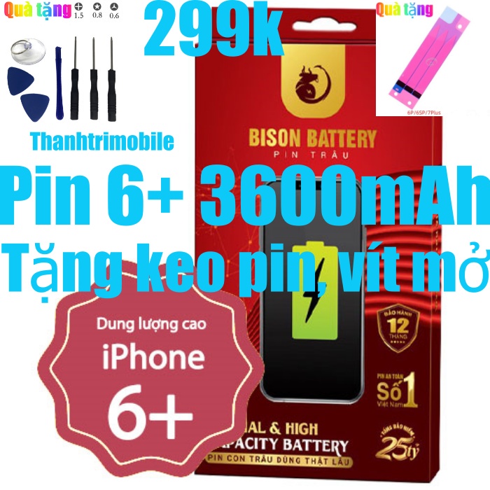 Pin 6 Plus Bison dung lượng cao 3600mAh