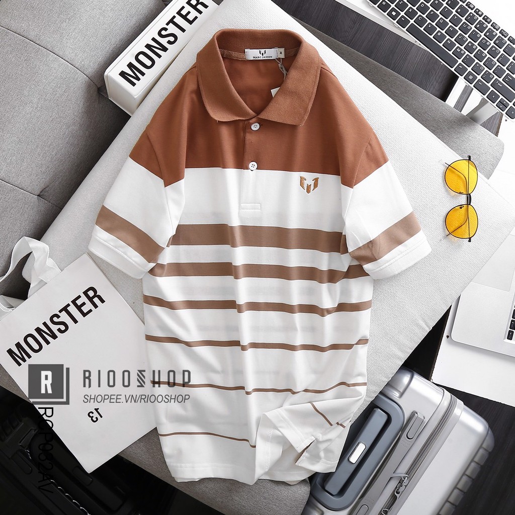 Áo thun nam trung niên polo sọc ngang Marc cực đẹp RCP032AV - áo phông nam có cổ Riooshop | BigBuy360 - bigbuy360.vn