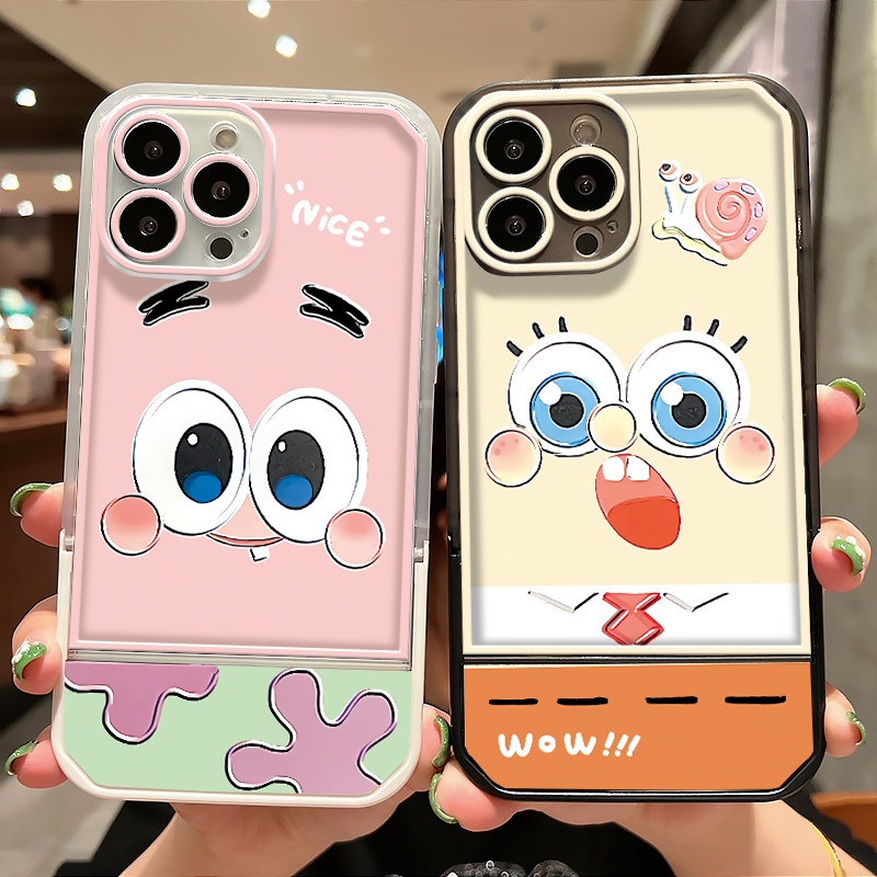 Ốp Điện Thoại Silicon TPU Mềm Trong Suốt Có Giá Đỡ Dễ Thương Cho iPhone 13 12 11 Pro X XR XS Max SE 2020 6 6S 7 8 Plus