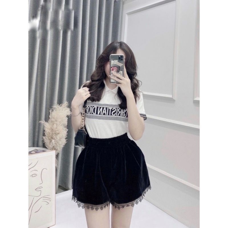 Áo Thun Plo DR Trắng Viền Đen Thời Trang Mùa Hè Dành Cho Nữ, Áo Phông Dáng Rộng Unisex