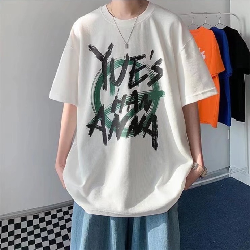 Áo Thun Tay Ngắn Dáng Rộng In Chữ Phong Cách Hip Hop Đường Phố Hàn Quốc Thời Trang Cho Nam Và Nữ [M-8XL]