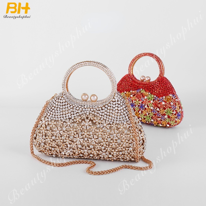 Túi Xách Tote Đính Đá Họa Tiết Hoa Thiết Kế Cỡ Lớn Thời Trang Sang Trọng Cho Nữ