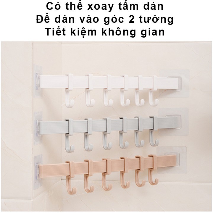 Combo 3 bộ móc treo dán tường nhà tắm nhà bếp 6 móc di động siêu chắc không khoan đục