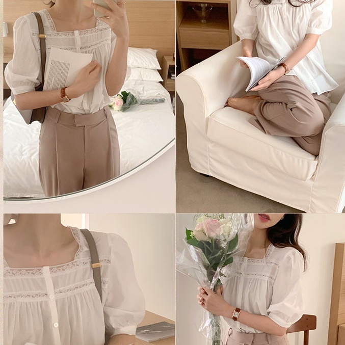 SUXI Áo Sơ Mi Ngắn Tay Màu Sắc Đơn Giản Thời Trang Mùa Hè Hàn Quốc