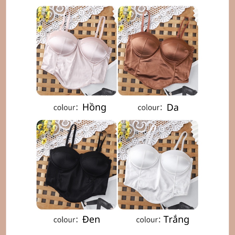 Áo bra nữ satin lưng nhún nâng ngực có gọng mút mỏng mềm mại 2 dây thời trang EVABRA 00881